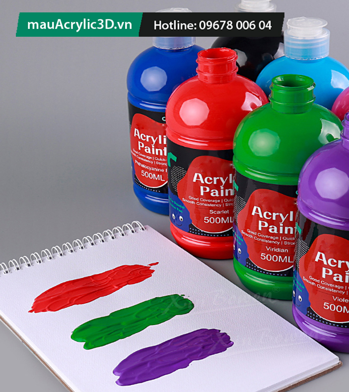 3D Màu Acrylic Paint sơn nội thất Chai 500ml