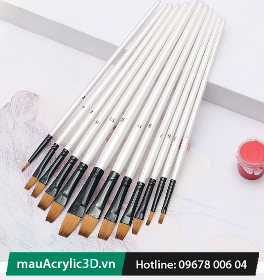 Cọ vẽ tranh sơn màu Acrylic 3D cao cấp 12 chổi
