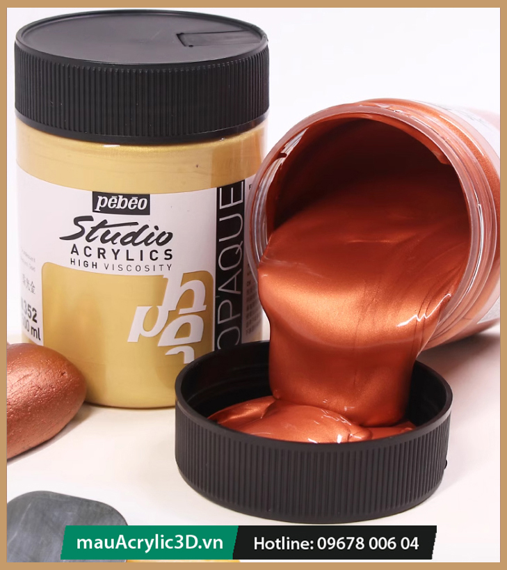 màu Pebeo Nhũ Vàng - Đồng - Bạc AcrylicPaint 300ml cao cấp